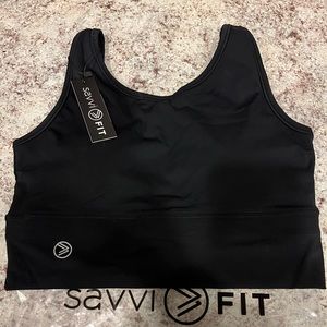 Savvi Fit Dove sports bra. XL runs small. Black. Brand new.
